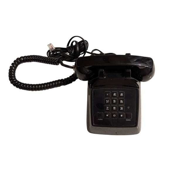 Mini Phone black corded Polyconcept Dial Pad Flash/Redial push button landline - Picture 1 of 16
